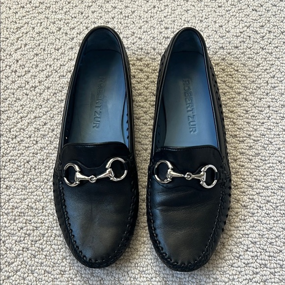 Robert Zur Black Loafers with Silver Buckle - Picture 1 of 5